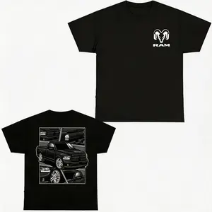 RAM Black Truck Collage Shirt,2 Sided Pickup Truck Graphic Tee,Soft Cotton,Gift For RAM Fans Men Women,Menswear,Men's Classic Script Graphic Short Sleeve T-Shirt,Standard Fit