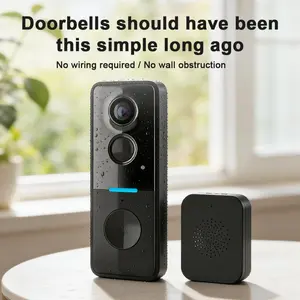 1080P Wireless Wi-Fi Video Doorbell Camera, Door Home Security, Night Vision, Two-Way Audio, Cloud Storage, Smart AI Motion Detection, Live View, Battery Powered, No Subscription, TUYA APP, Doorbell with Chime, Motion Detection & Alerts