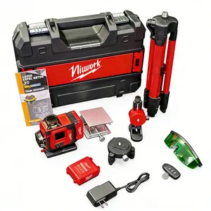 NiuWork Green Laser Level Self-Leveling Horizontal and Vertical NiuWork Automatic Calibration Leveler Tool Combo Kit with Handle for Builders Gardeners