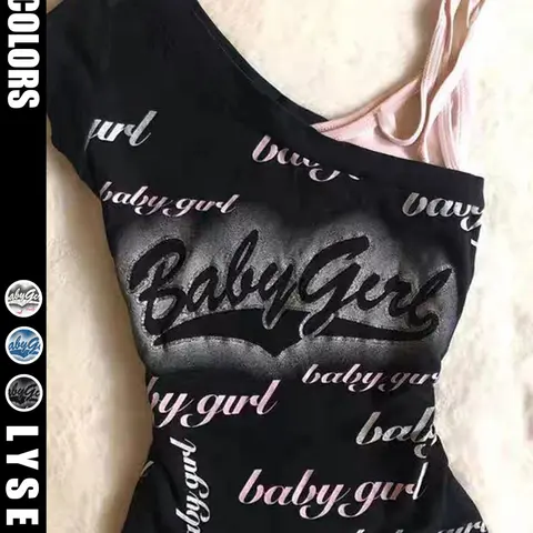 Spring Summer New Vintage Y2K Aesthetic Colorblock Print Asymmetrical Crop Top, Asymmetrical Neck Tee, Casual Loose-Fitting Short Sleeve Women's Fashion Tee, Trendy Everyday Daily Wear, Casual Cropped Tees