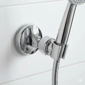 No-drill Suction Cup Shower Holder, Adjustable AbS bathroom Caddy with Anti-Slip design, Rust-Proof Multi-Angle Spray Head Slider, Mildew-Resistant Shower organizer, Strong Suction Mount, Waterproof Bath Storage Solution
