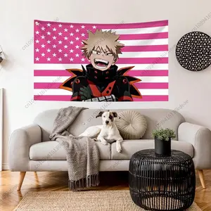 2025 Design Funny Tapestry Home Decor Items Bakugo Katsuki Flags Bedrooms Room Background Cloth Cute Outdoor Decor Banner Gifts Decoration Decorative Cotton Linen