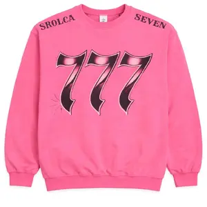 SEVEN Pink T-Shirt 100% Cotton Long Sleeve Unisex Bold 777 Graphic Design for Casual Wear & Everyday Use