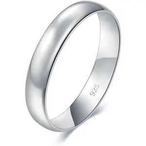 Silver Ring - 925 Sterling Silver Silver Women's Ring - 14K Gold Plated Waterproof Wedding Ring - Elegant Stackable Silver Ring, suitable for both men and women - Special Occasion Gift 4mm, 6mm Ring Sizes 4-15, Couple's Gift, Husband and Wife Gift