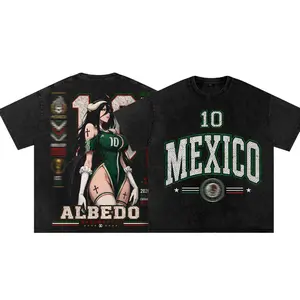 Mexico World Football Tour 2026 X Albedo Overlord Anime Shirt, Vintage Washed Soccer Graphic Tee, Football Fan Apparel, Heavyweight Streetwear Gift