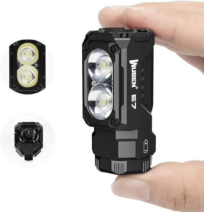 WUBEN E7 EDC Flashlight, 1800 Rechargeable Lumens, IP68 Built-in Waterproof, 6 Modes, Super Bright, Handheld Flashlight for Camping and Hiking