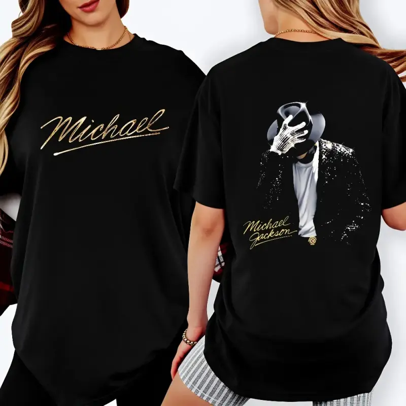 100 Percent Cotton Casual Streetwear Style T-Shirt Michael Jackson Dance Pose And Signature Design Summer Wear Gift For Music Fans And Fashion Lovers Womenswear Tee #     Michael Jackson #     Jaafar Jackson #     biopic #     music legend summerwins