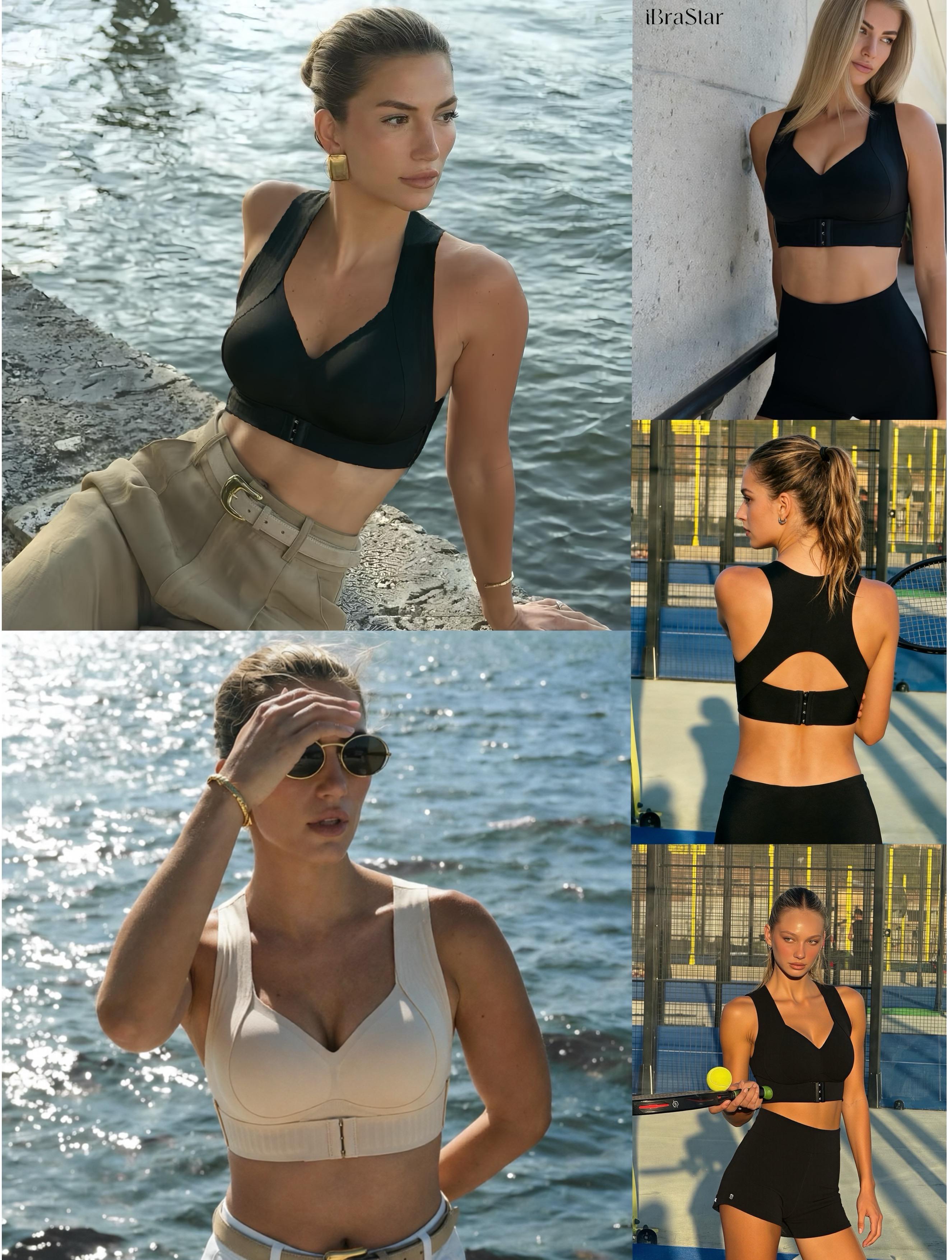 Posture Bra, women’s beige wireless bra, soft breathable non-removable molded cups, yoga fitness sportswear for gym and daily training, summer vibes bra