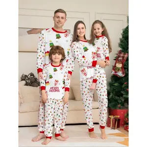 Santa Reindeer Christmas Tree Family Matching Pajama Set, Fun Holiday Elements, Comfortable Skin-Friendly, Casual Home & Outdoors Wear