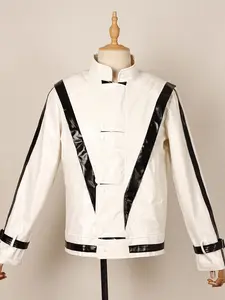 Men's and Women's Role-Playing Jacket, Michael Jackson Imitator Leather Coat, Loose-Fit Outerwear for All Seasons