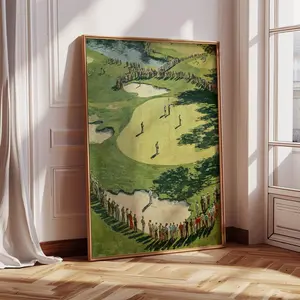 Free Ship. Unframed Vintage Golf Poster, Golf Course Wall Art For Man Cave, Classic Golf Club Painting, Retro Sports Decor, Golf Gift For Him