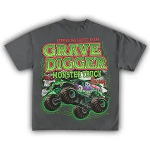 Adult & Youth GRAVE DIGGER MONSTER JAM VINTAGE tshirt, racing lover youth and adult shirt, Dirt Bike Biker Gear for U.S. Motocross Championship Fans Classic Cotton