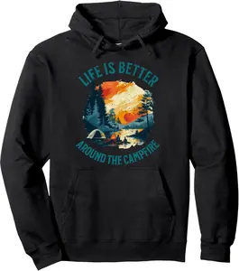 Life is Better Around the Campfire - Cute Fun Camping Tent Pullover Hoodie