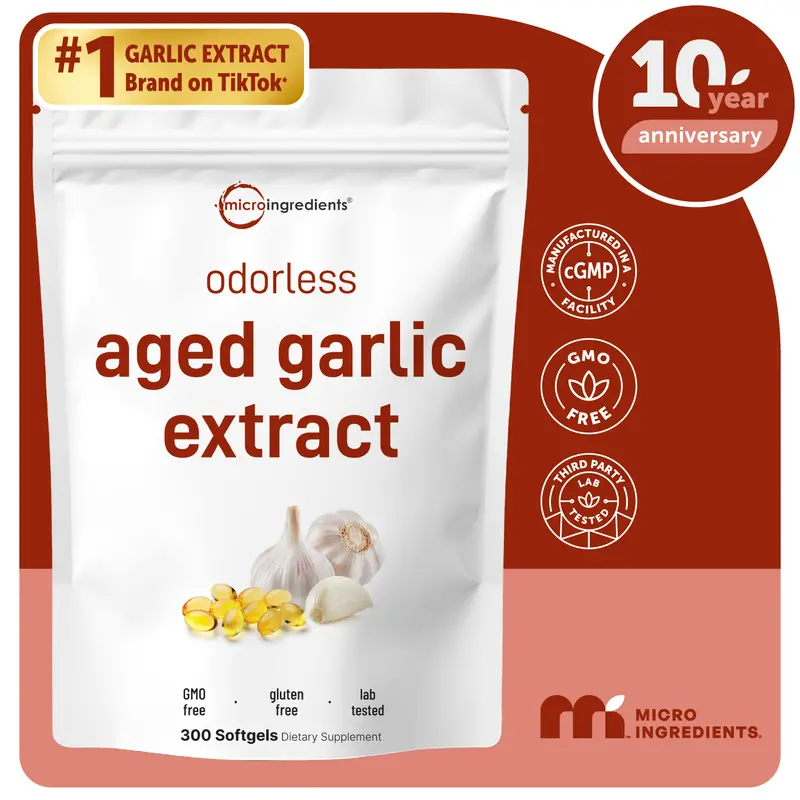 Micro Ingredients Odorless Aged Garlic Extract, 300 Softgels