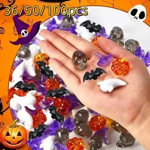 Halloween Creepy Decoration Set, 36/50/100pcs/set Mini Halloween Themed Ornament, DIY Craft Supplies for Home Party Decoration