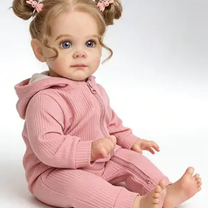 Realistic Reborn Baby Dolls Girl - 22 Inch Lifelike Vinly Newborn Doll with Pink Outfit, Real Hair & Blue Eyes, Gift for Kids Age 3+