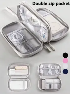 Dual Layer Digital Accessories Organizer Bag, Waterproof Portable Electronics Pouch, Travel Essential Storage, Unisex Cable Holder, Travel Organizer Bags, Travel Pouches