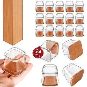 24 pcs Square Chair rubber Leg Protectors for Hardwood Floor Fits All Shape Chair Mat for Wood and Tile Floors. Chair Leg Cover Furniture Hardware