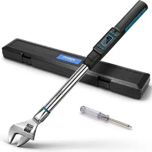 Adjustable Digital Torque Wrench 5-99.6 ft.lb / 6.8-135 N.m, 22.8 Inch  Torque Wrench with 38mm Open End & 14x18mm Square Drive, +-2%, Dual Mode, LED & Buzzer Alert for HVAC Automotive
