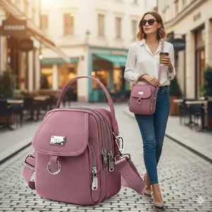 Lightweight Water-Resistant Nylon Crossbody Bag for Women, Versatile Travel Organizer with Layered Storage, Adjustable Strap, Trendy Handle, Smooth Zipper, Waterproof Coating, Anti-Theft Security for Daily Use