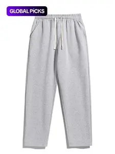 Men's Regular Fit Solid Drawstring Waist Sweatpants, Casual Pocket Design Pants for Fall & Winter, Men's Trousers for Daily Wear
