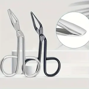 5pcs Curved Eyebrow Tweezers, Scissor-Handle Facial Hair Removal Tool for Men and Women