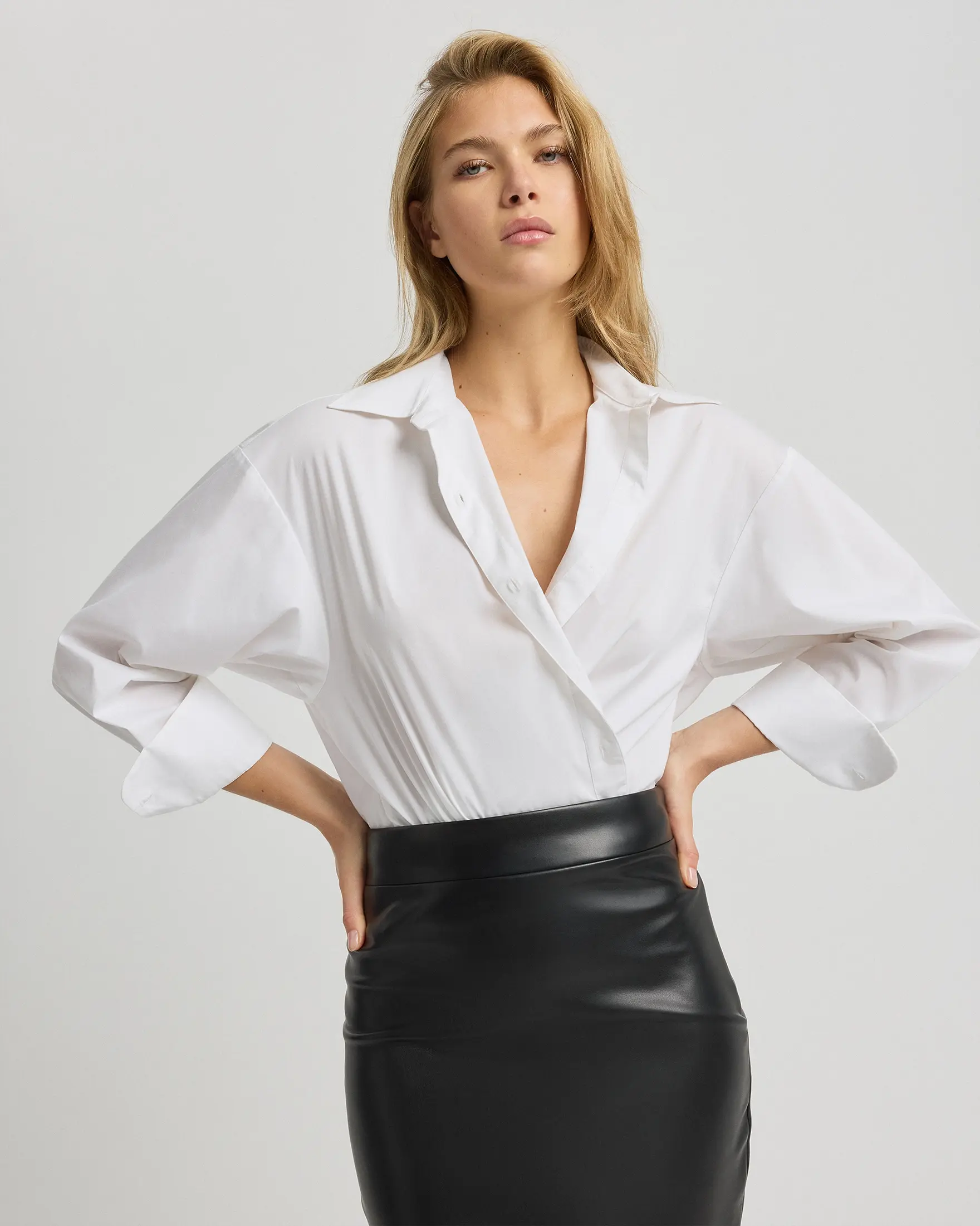 Express Stretch Cotton Poplin Oversized Shirt