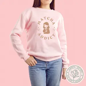 MATCHA ADDICT Sweatshirt – Green tea Lover Gift, Aesthetic Crewneck for tea Drinkers. Unisex Sweatshirt