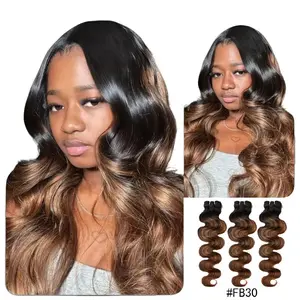[Wequeen] #T1B/P4/27 Highlight Hair Bundles Brazilian Colored 100% Human Hair #FB30 Body Wave Straight Quick Weave Sew in/Glue in Budget Friendly 10A