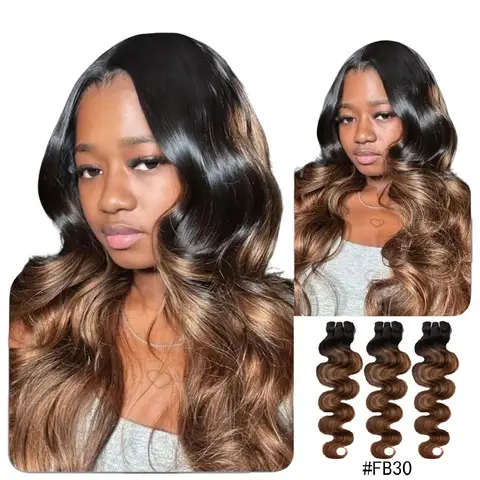 [Wequeen] #T1B/P4/27 Highlight Hair Bundles #FB30 Body Wave Brazilian 100% Human Hair Colored Bundles Quick Weave Sew In/Glue In Budget Friendly 10A