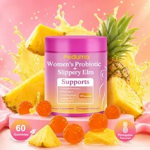 Feduma Women’s Probiotic + Slippery Elm Gummies | Feminine pH Balance Support | Pineapple Flavored, 60 Gummies