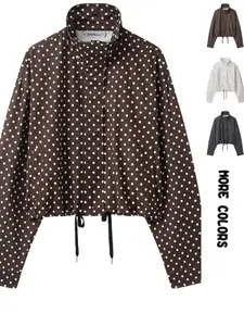 New Summer Women's Polka Dot Blazer, Y2K Street Style Casual Spot Design, Fashionable Long-Sleeved Top