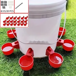 Automatic Feeder and Waterer Set for Feeding Chickens, Ducks, Small Animals, Battery-Free, Durable Plastic, Indoor/outdoor Use, Includes Drill Bits, Screws, Pads