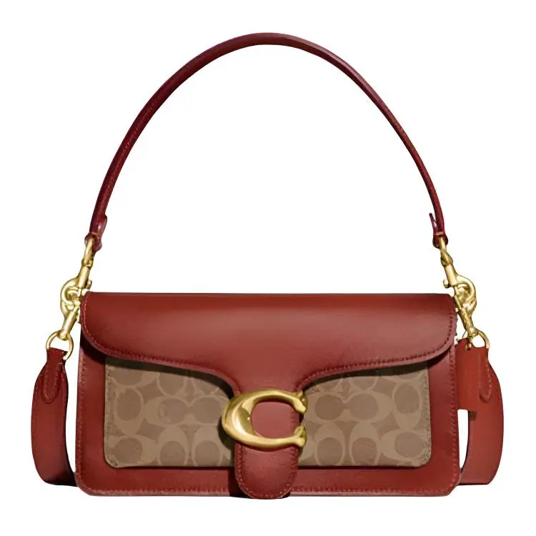 COACH Tabby 26 Classic Monogram Crossbody Shoulder Bag for Women, Medium Size, Brown Leather