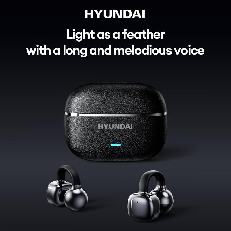 HYUNDAI C03 Clip On Wireless Headphones with 2025 Bluetooth 6.0 for Faster, Stable Connection & Low Power Use, DT6.0 Pulse Directional Tech, 360° ACS Panoramic Sound, IPX5 Waterproof Audio Earbuds for Music & Calls, Comfortable for Sports
