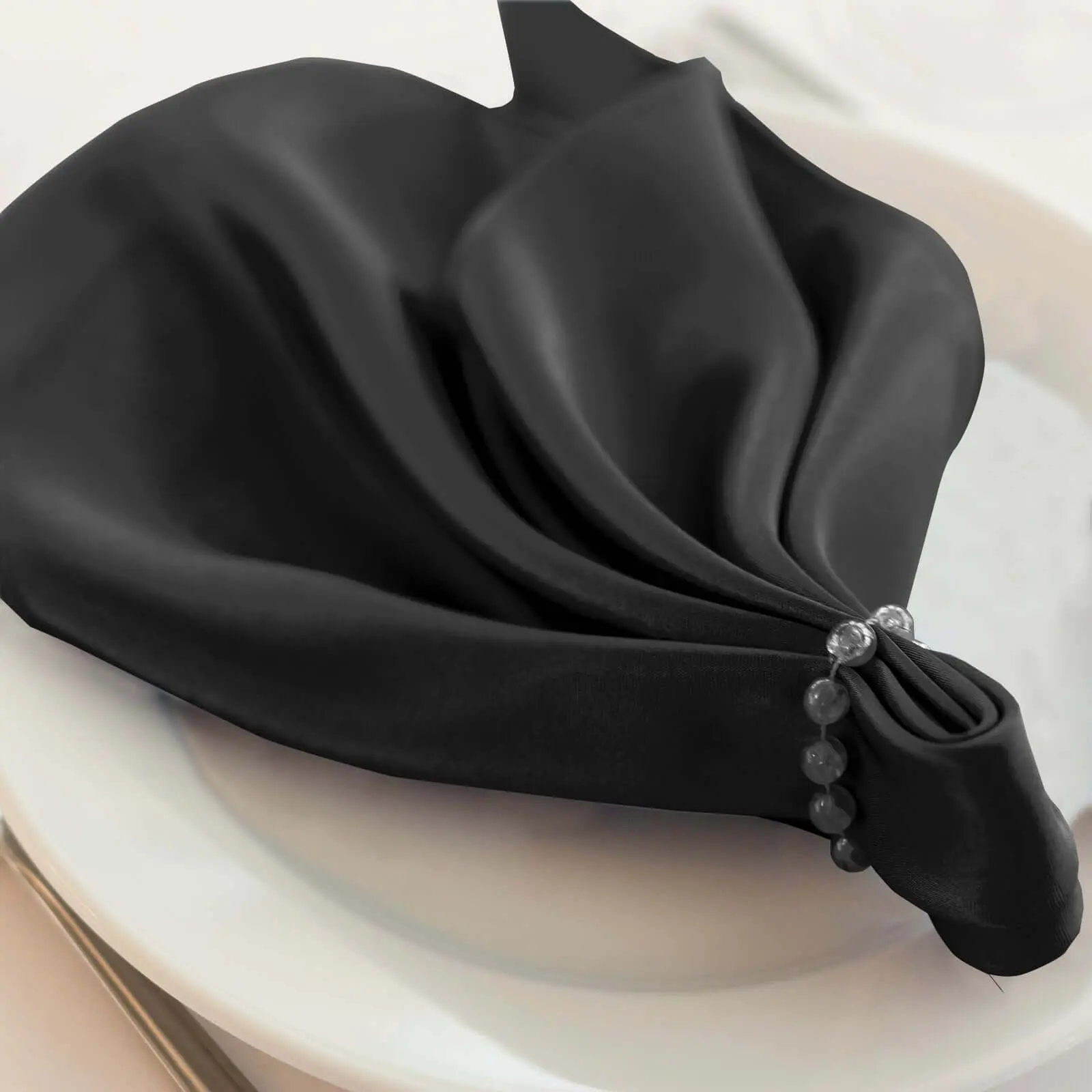 5 Pack Scuba Napkins 20"x20" Black - Wrinkle-Free Reusable Cloth Napkins for Weddings & Events, Dinner Napkins Cloth, Party Napkins