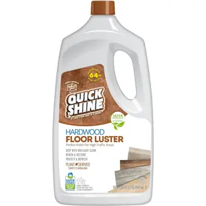 Quick Shine Hardwood Floor Luster-Polish 64oz| Plant-Derived w/Carnauba| Safer Choice, No PFAS, pH Neutral| Ready to Use Formula w/Anti-Slip Technology| Simply Squirt & Spread| Made in USA