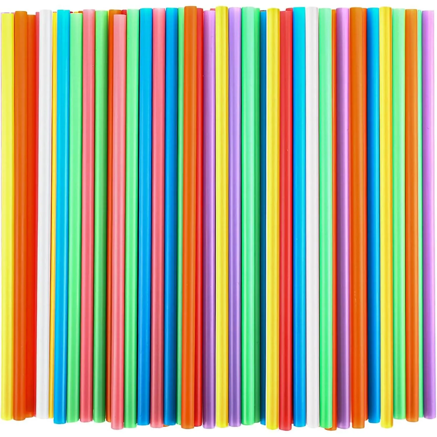 100 count Colorful Plastic Straws, Disposable Drinking Straws, 8.26" Long and 0.23'' Diameter