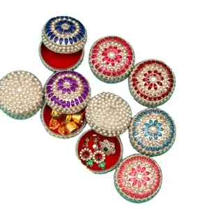 Pearl Jewelry Box for Women Jewelry Travel Case Indian Festival Favor Wedding Pooja Diwali Gift Jewelry Organizer for Mother’s Day Anniversary Housewarming