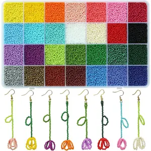 Size 2mm Seed Beads 28 Colors About 22400 count in a 28-Grids Box,12/0 Round Glass Seed Beads for  Making