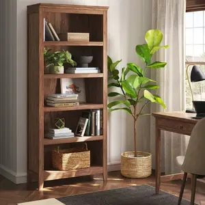 Threshold™ Carson 72" 5-Shelf Bookcase – Tall Wood Bookshelf with Adjustable Shelves for Storage & Display, Durable Plywood & MDF Construction, Modern Design for Living Room, Home Office, Bedroom