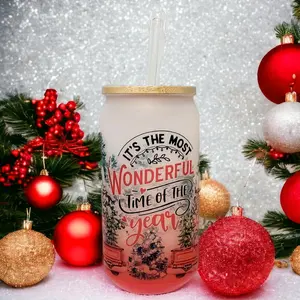 16oz glass Christmas cup