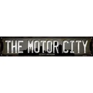 Detroit Michigan The Motor City Metal Street Sign Garage Home Wall Decor Poster Retro Vintage 4x16 Inch Tin Sign Room