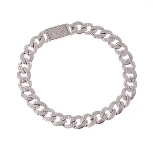 Fashion Men's Cuban Bracelet, Copper Cuban Bracelet, Zirconia Cuban Bracelet, Plated Platinum Cuban Bracelet, Imitation Gold Reinforced Bracelet, 8mm Solid Cuban Chain Bracelet