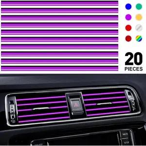 20 count Universal  Air Conditioner Vent Trim Decoration Strip Accessories,  Flexible Shiny Auto  Interior Accessories for  Air Vent Outlet