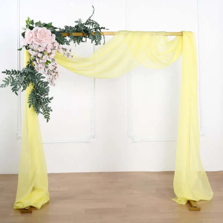 Yellow Sheer Organza 18ft Wedding Arch Draping Fabric - Backdrop Curtains, Wedding Reception Decor, Arch Covers for Event Use, Festive & Banners Decorative Accents, Wedding Reception Backdrop, Arched Backdrop, Decor For Weddings