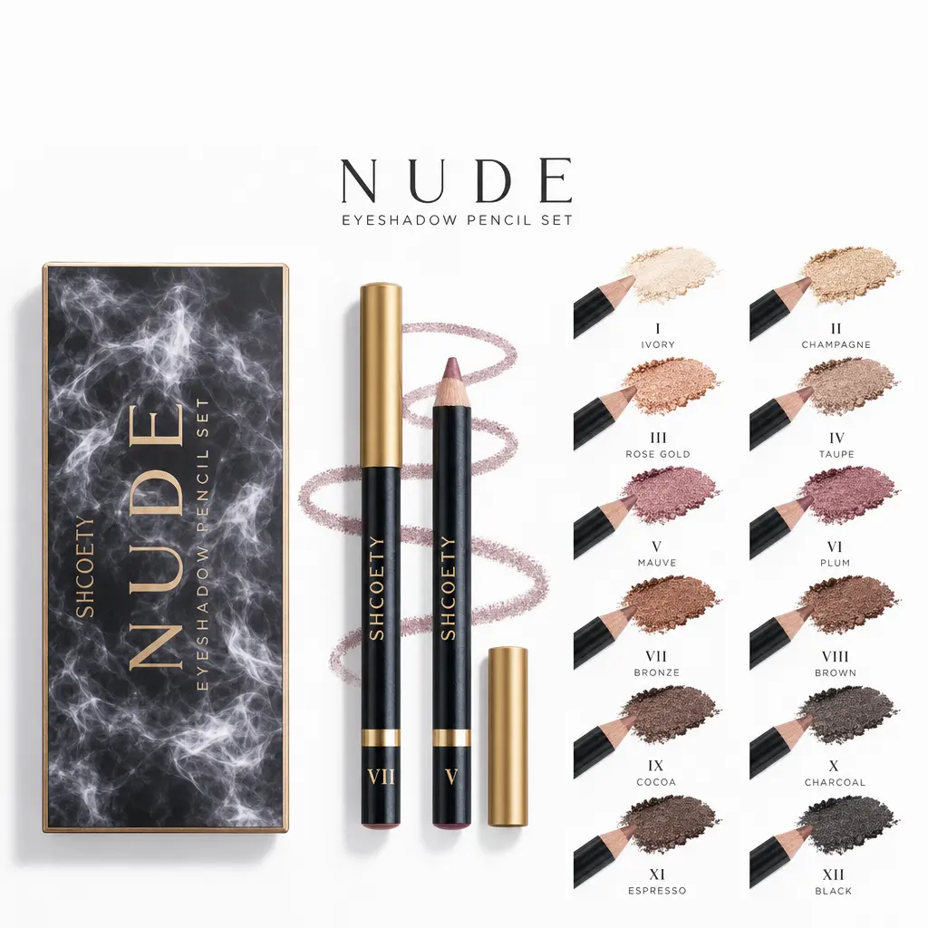 Nude Smoky Smooth Eyeshadow Pencil Set - Matte, Shimmer Cream Shadow Sticks, Long-Wear Blendable Eye Makeup Kit for Dimensional Eye Looks sohochic