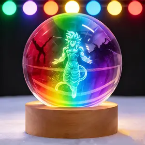 DBZ 7-Color Crystal Ball LED Night Light 3.15 Inch 3D Glowing Lamp Perfect Christmas Gift for Room Decor Dragon Z