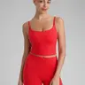 CRZ YOGA Butterlift Adjustable U Back Crop Tank Tops for Women - Padded Camisole Scoop Neck Workout Longline Sports Bras