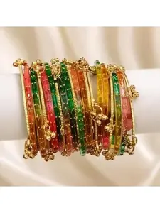 Kashmiri Chudi Royal Multicolor Size 2.6 Gold Plated Designer Bangles Set for Women's Fashion Accessories with Elegant Design and Multicolor Elements